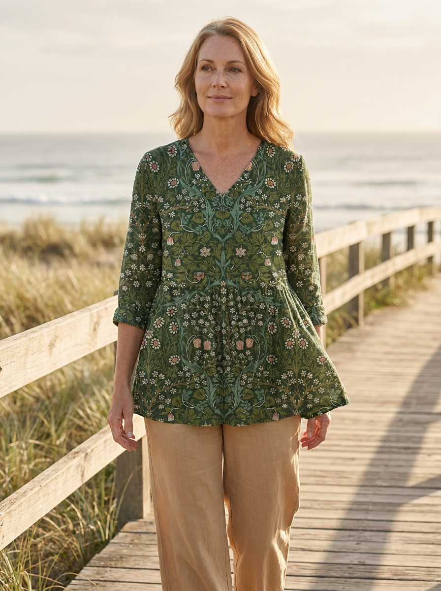 Julie | Long Blouse with V-Neck
