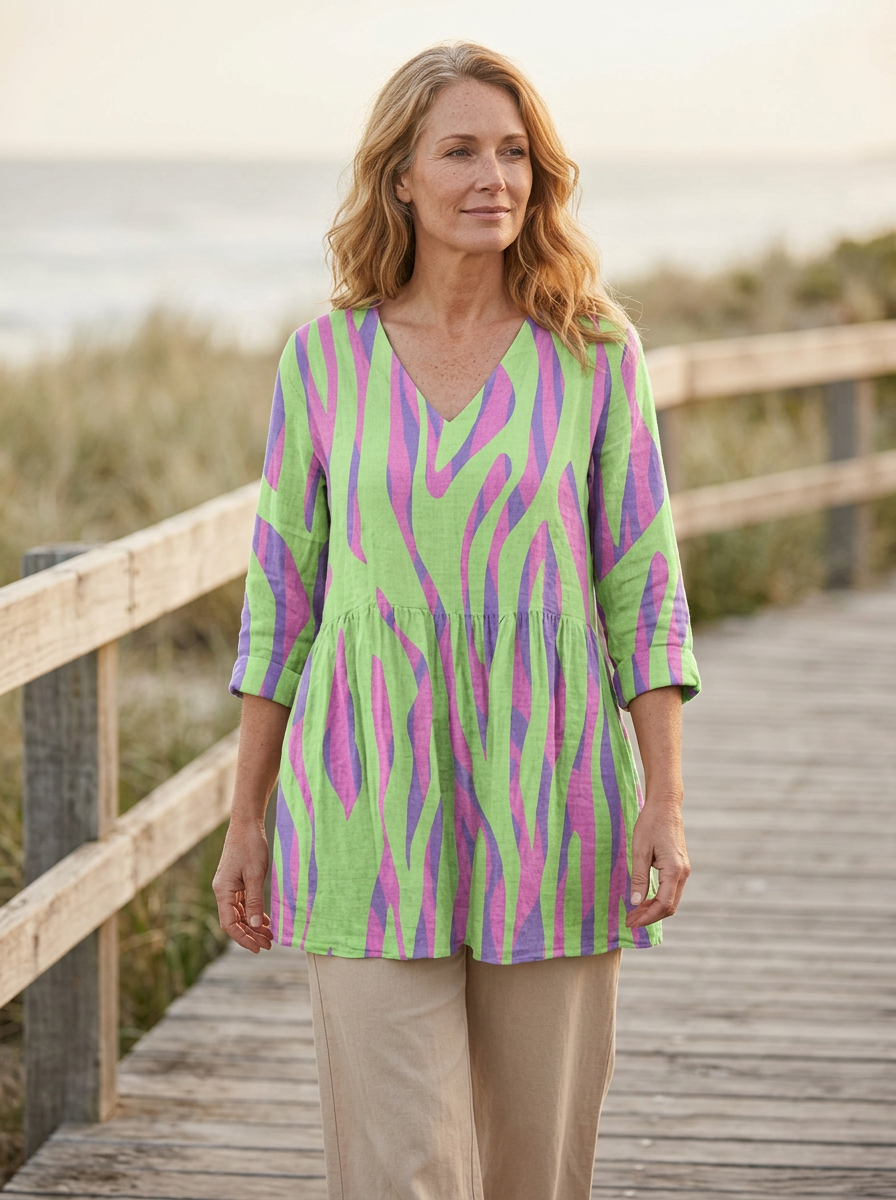 Oceane | Long Blouse with V-Neck