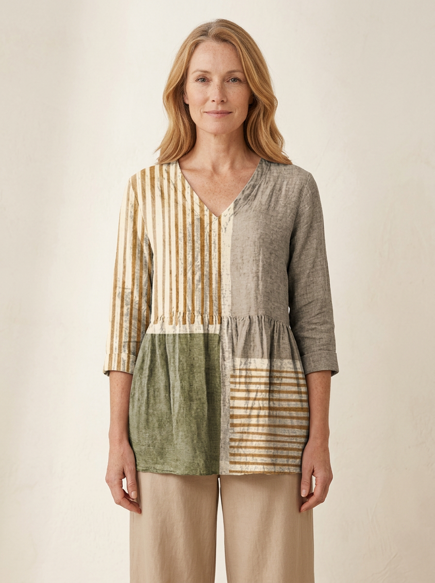 Camille | Long Blouse with V-Neck