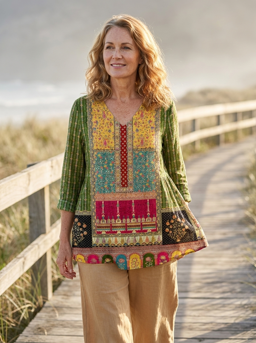Emilie | Long Blouse with V-Neck