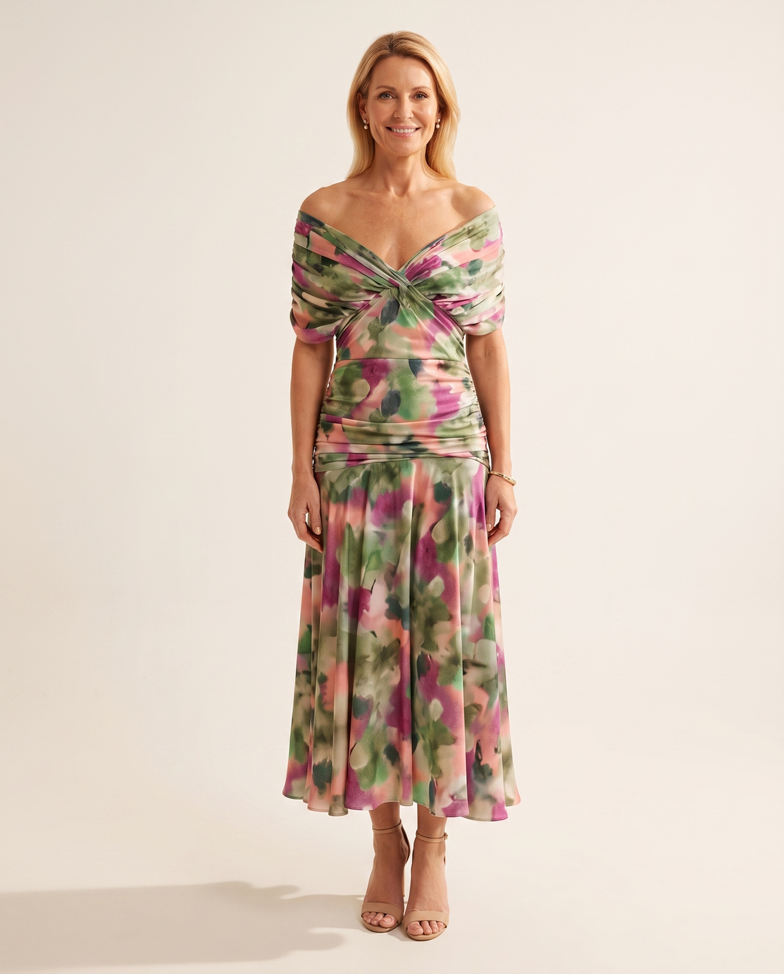 Whitemore & Daughters - Amarra Maxi Dress: Off-Shoulder Twist-Front Dress with Flowy Skirt