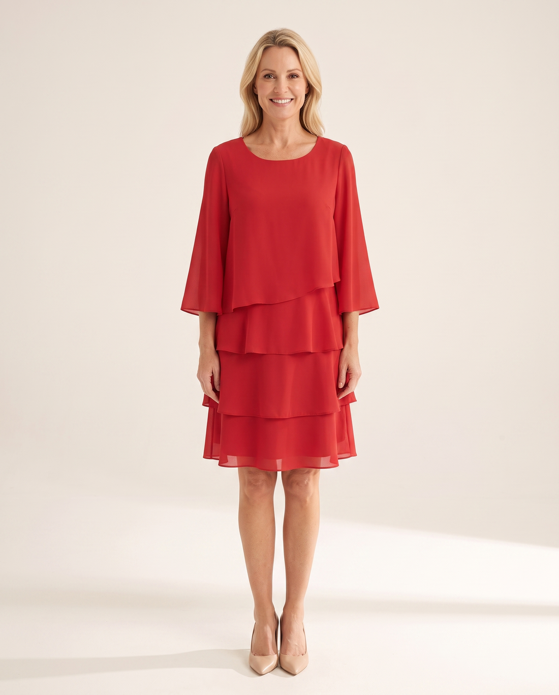 Whitemore & Daughters - Klaudia Mini Dress: Round-Neck Dress with Tiered Skirt