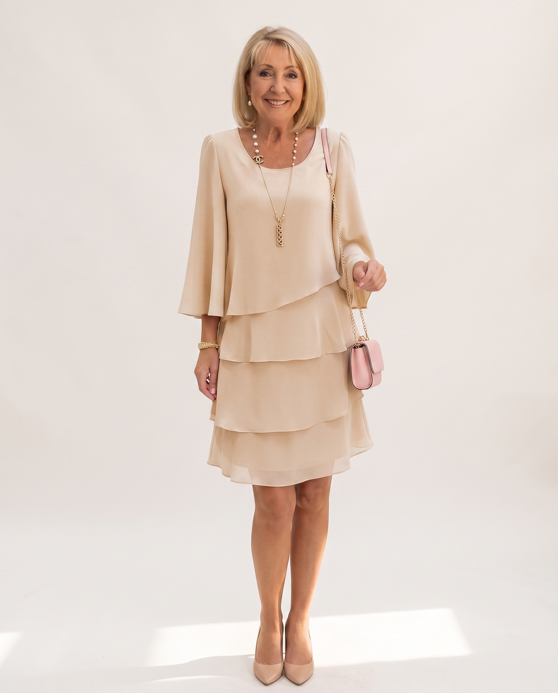 Whitemore & Daughters - Klaudia Mini Dress: Round-Neck Dress with Tiered Skirt