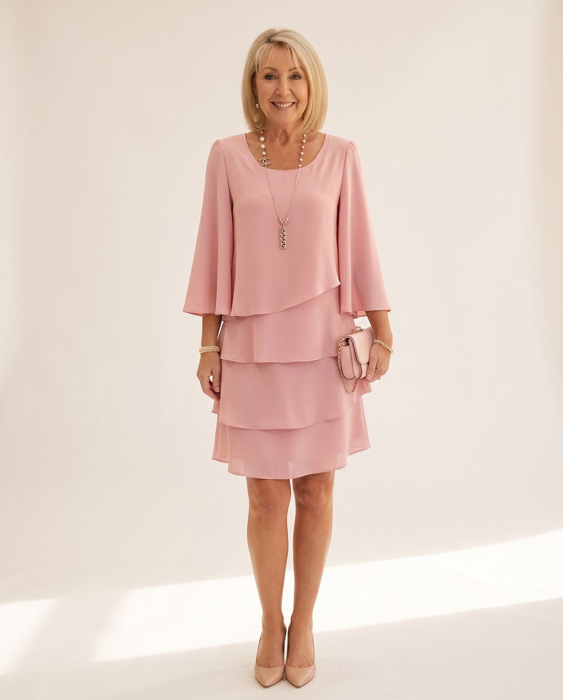 Whitemore & Daughters - Klaudia Mini Dress: Round-Neck Dress with Tiered Skirt