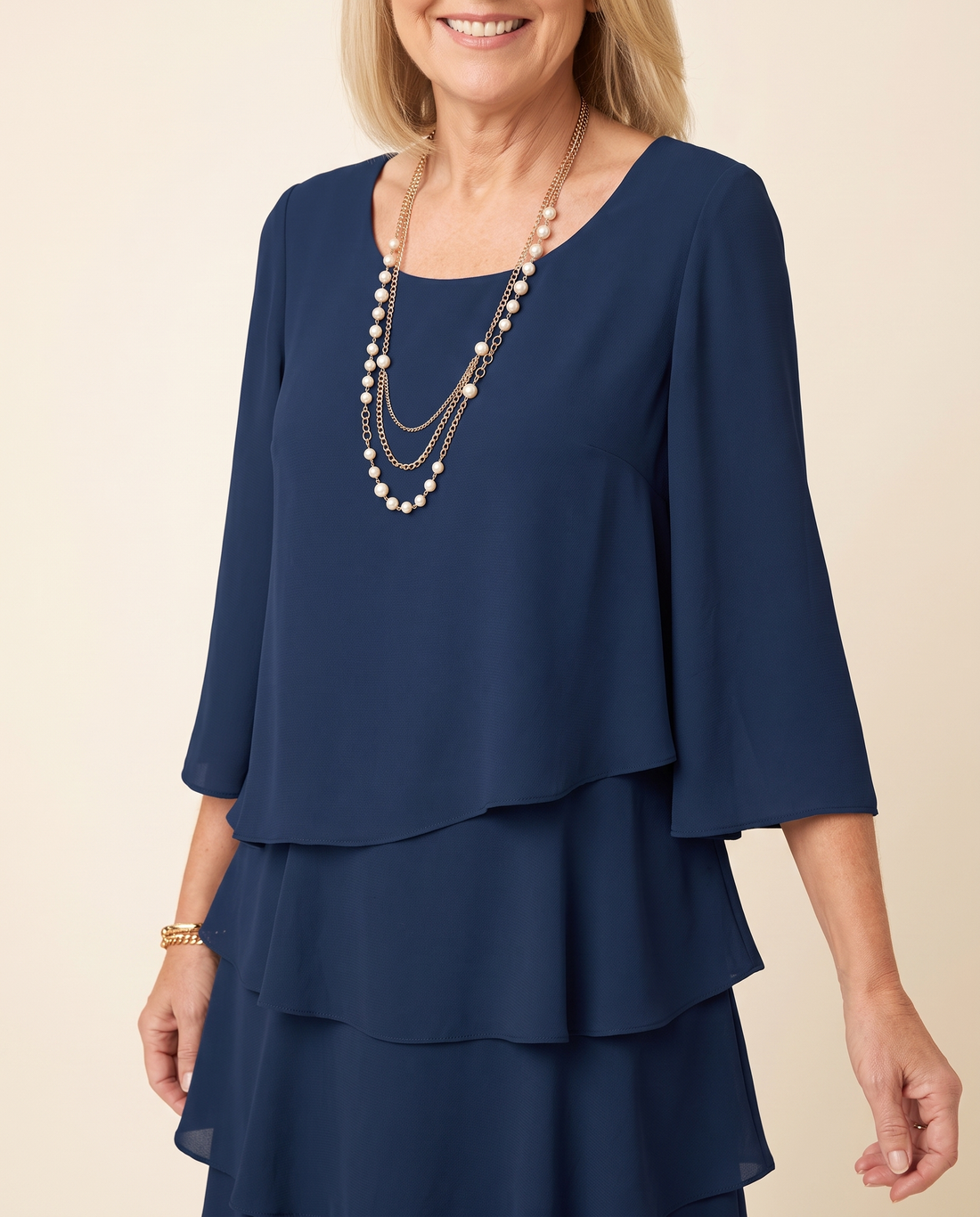 Whitemore & Daughters - Klaudia Mini Dress: Round-Neck Dress with Tiered Skirt