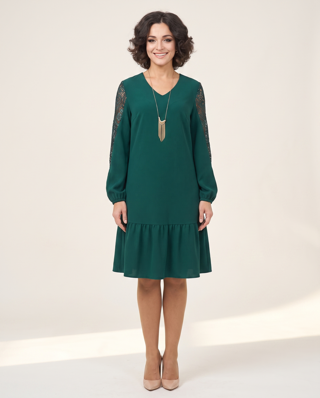 Whitemore & Daughters - Mina Mini Dress: V-Neck Dress with Long Balloon Sleeves
