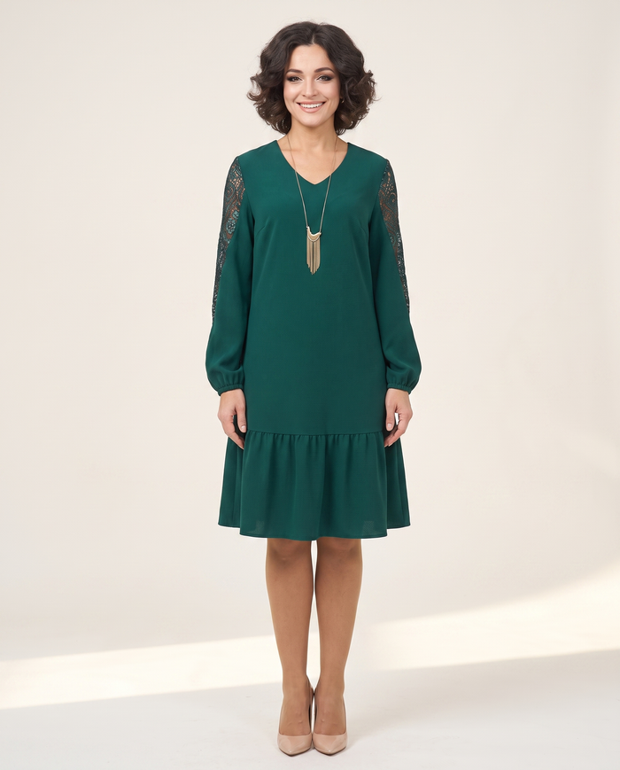 Whitemore & Daughters - Mina Mini Dress: V-Neck Dress with Long Balloon Sleeves