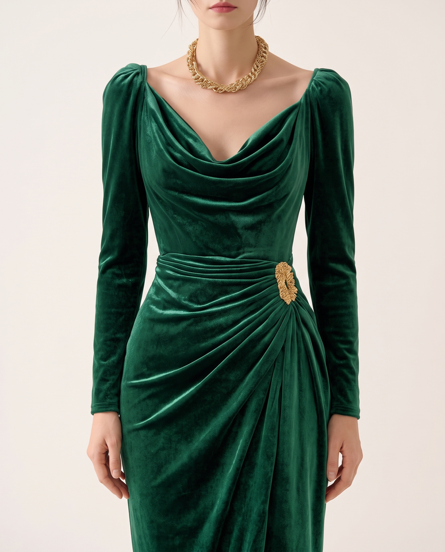 Whitemore & Daughters - Dahlia Midi Dress: Wrap Dress with Front Slit