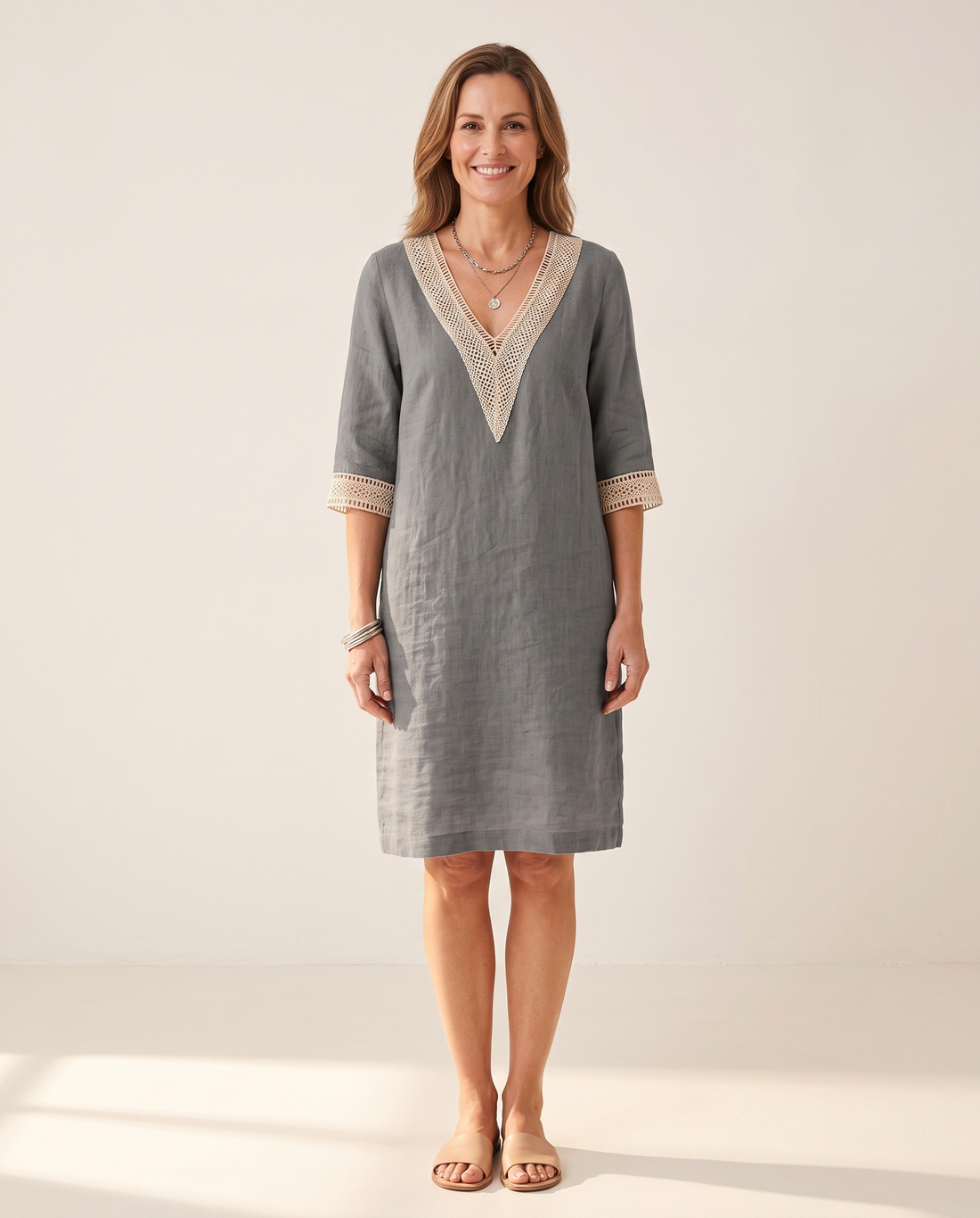 Whitemore & Daughters - Eleanor Mini Dress: V-Neck Dress with Cut-Out Detail