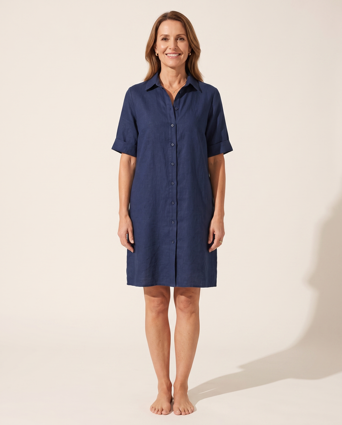 Whitemore & Daughters - Harlie Mini Dress: Shirt-Collar Dress with Short Sleeves