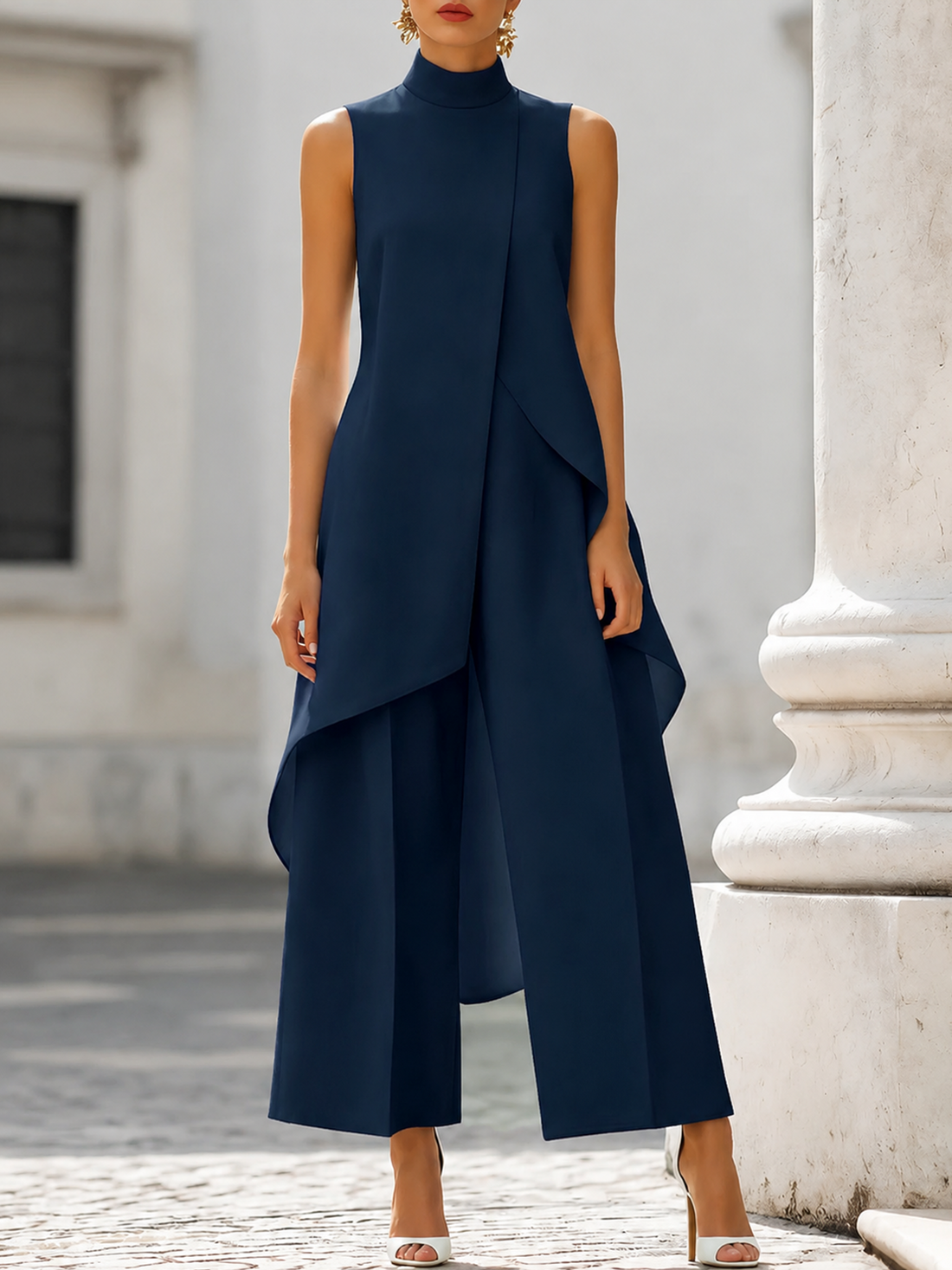 Asymmetric Layered Sleeveless Top & Wide-Leg Pants Set Co-ord – Whitemore & Daughters