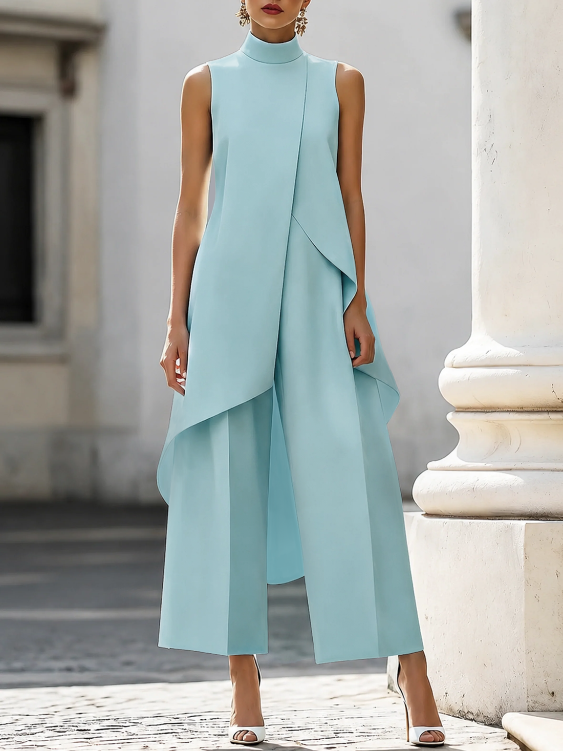 Asymmetric Layered Sleeveless Top & Wide-Leg Pants Set Co-ord – Whitemore & Daughters