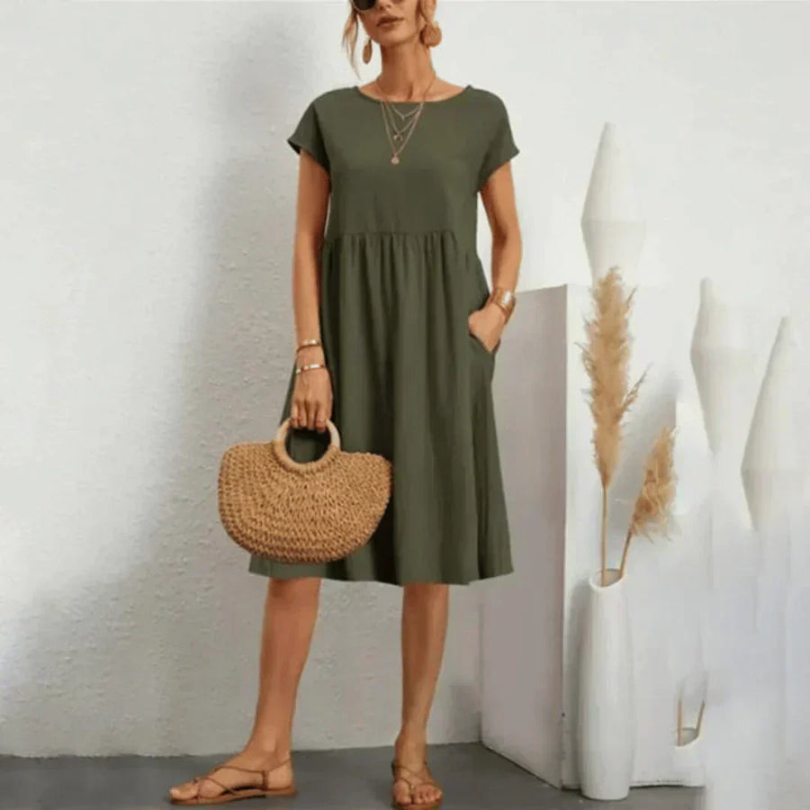 Whitemore & Daughters - Mira Mini Dress: Round-Neck Dress with Puff Sleeves