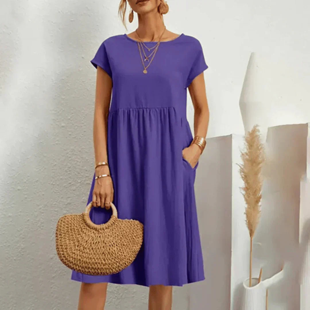 Whitemore & Daughters - Mira Mini Dress: Round-Neck Dress with Puff Sleeves